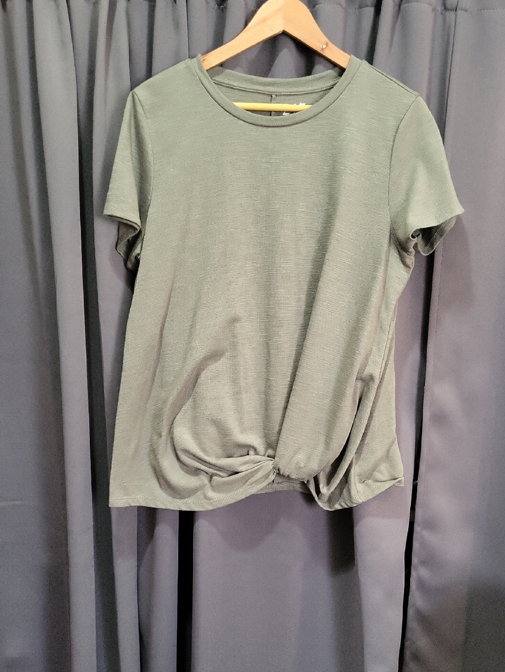 Maurices Olive Short Sleeve Twist Front Tee